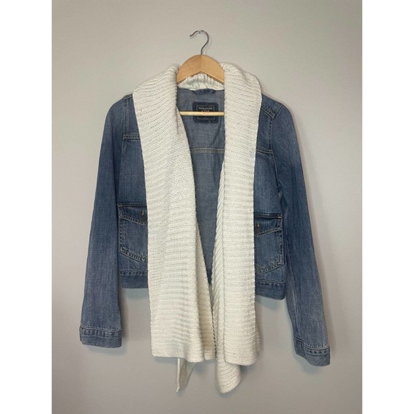 Abercrombie & Fitch Womens Blue Jean Denim Sweater Lined Jacket SZ S - Picture 3 of 6